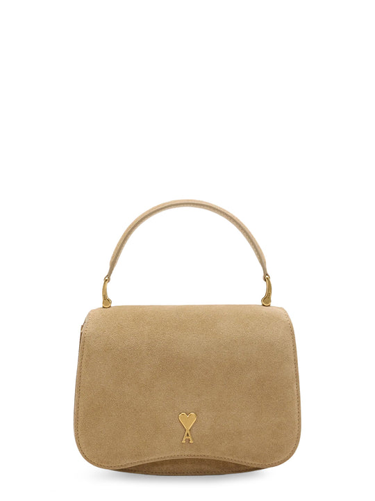Suede Crossbody Bag With Metal Logo On The Front