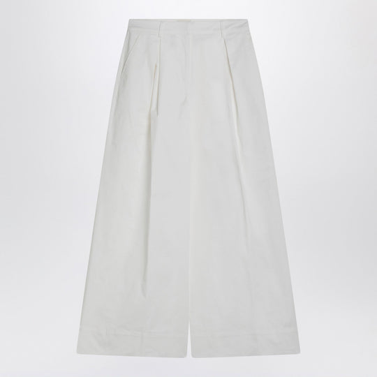 White Cotton Palazzo Trousers
