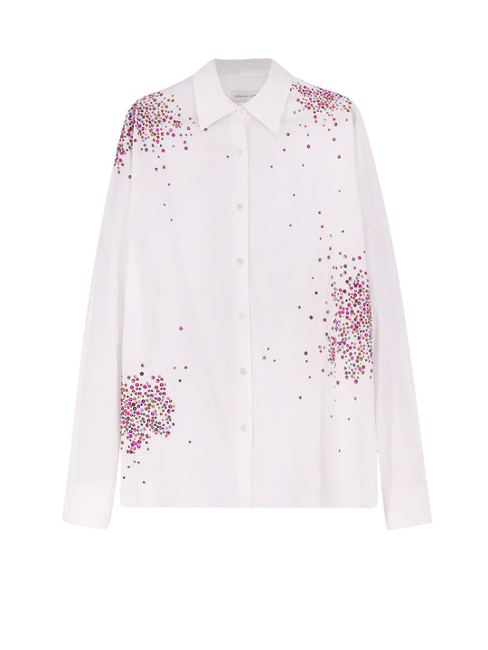 Casia Cotton Shirt With Multicolored Sequin Detail