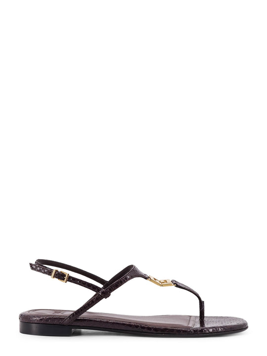 Fold Leather Sandals With Reptile Effect