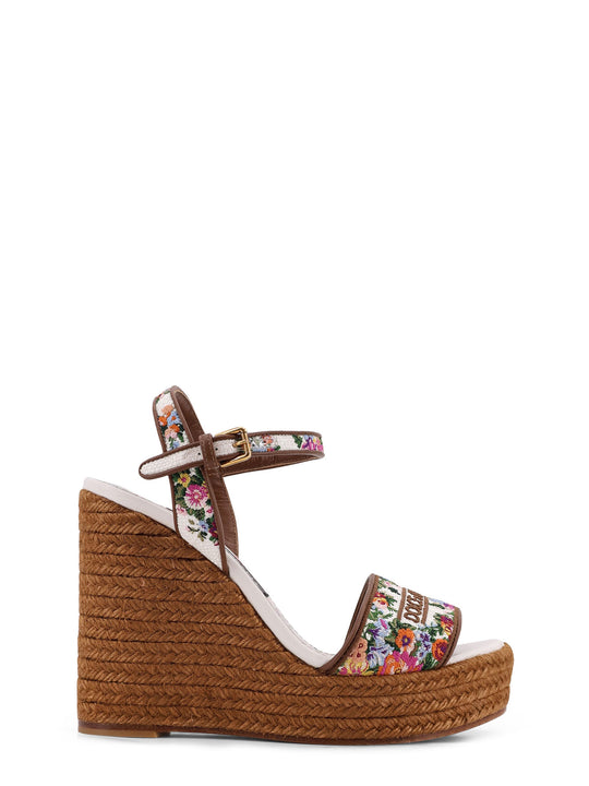 Raffia Sandals With Floral Embroidery