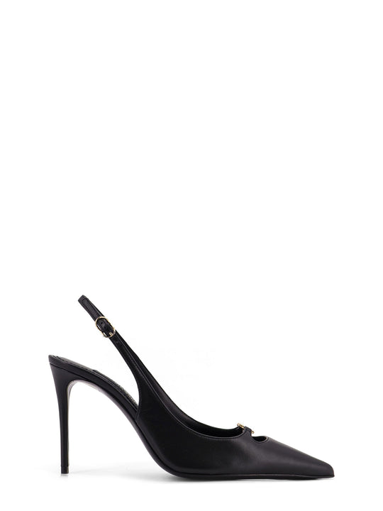 Leather Pump With Metal Dg Logo