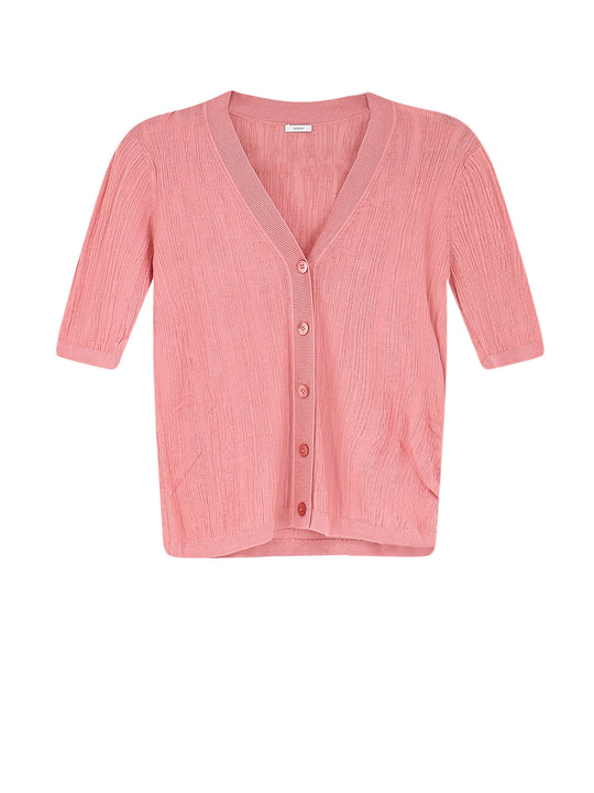 Silk And Cotton Cardigan With Crinkled Effect