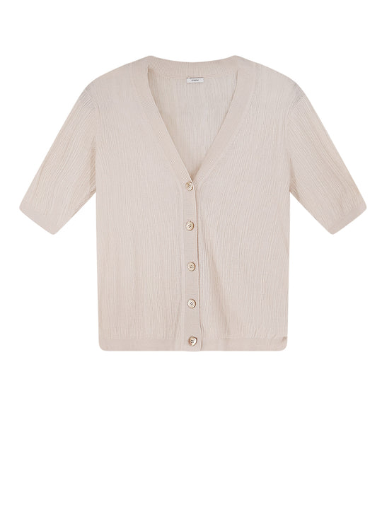 Silk And Cotton Cardigan With Crinkled Effect