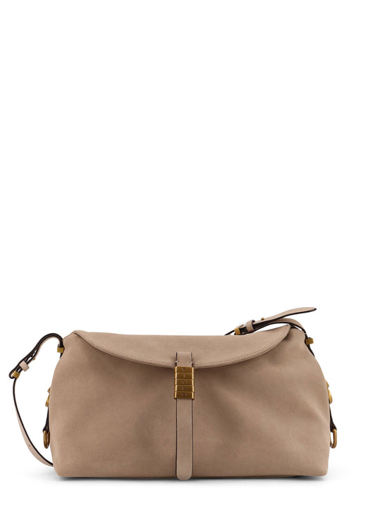 Suede Crossbody Bag With Metal Detail With Engraved Logo