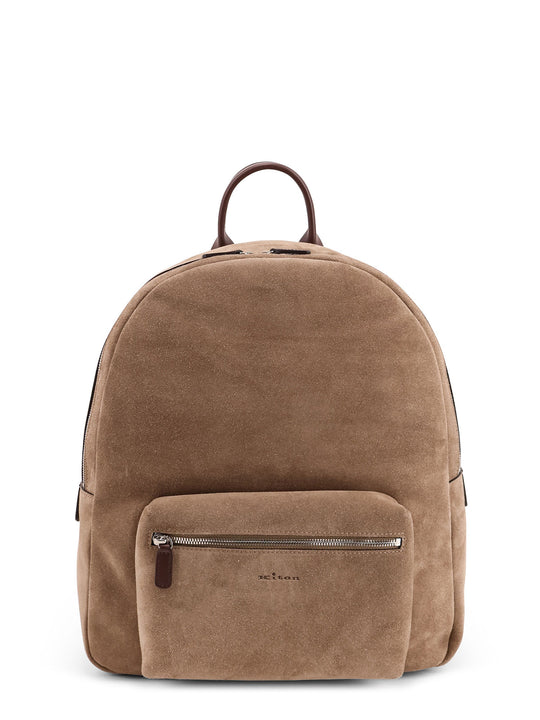 Suede Backpack With Engraved Logo