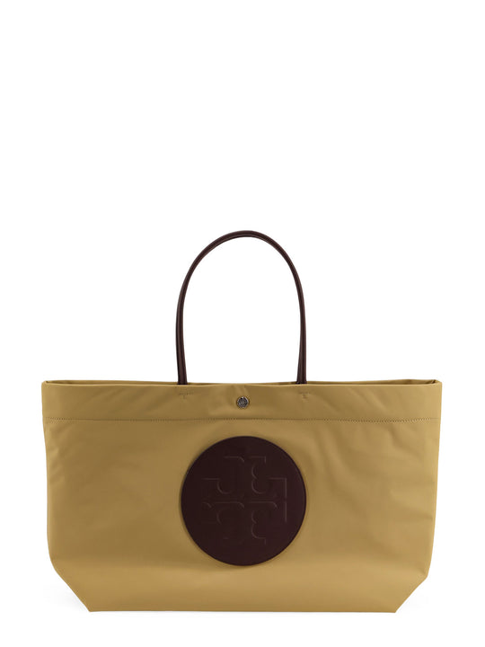 Ella Twist Nylon Shoulder Bag With Maxi Logo Patch On The Front