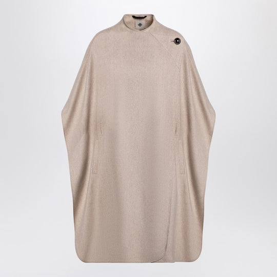 Beige Wool-Blend Cape