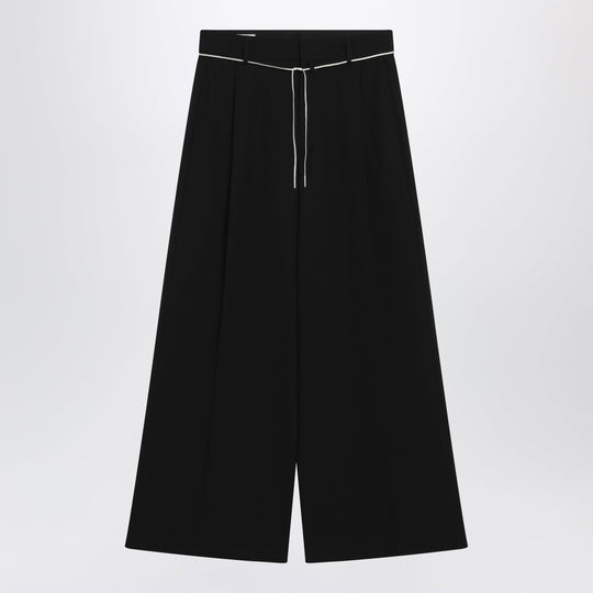 Wide-Leg Black Wool Trousers