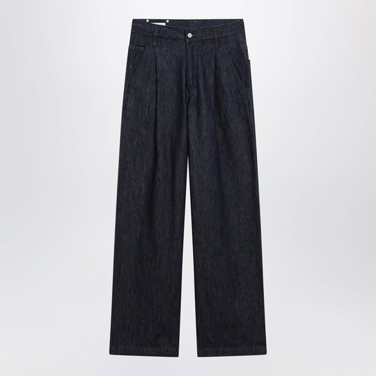Wide-Leg Indigo Blue Jeans