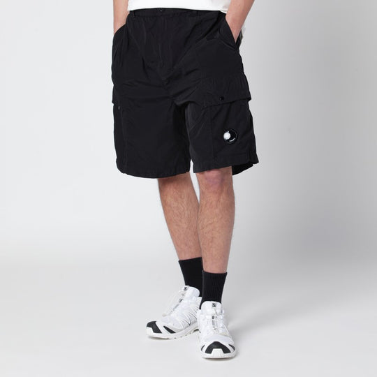 Black Technical Fabric Cargo Shorts