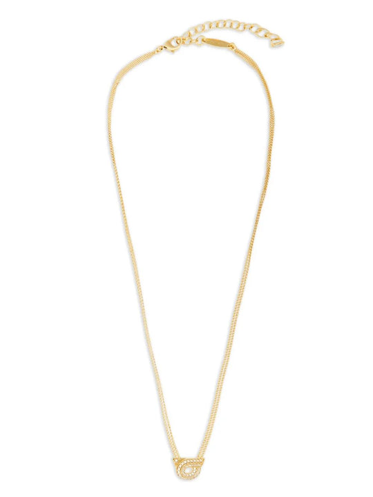 Double Chain Gancini Necklace With Crystals
