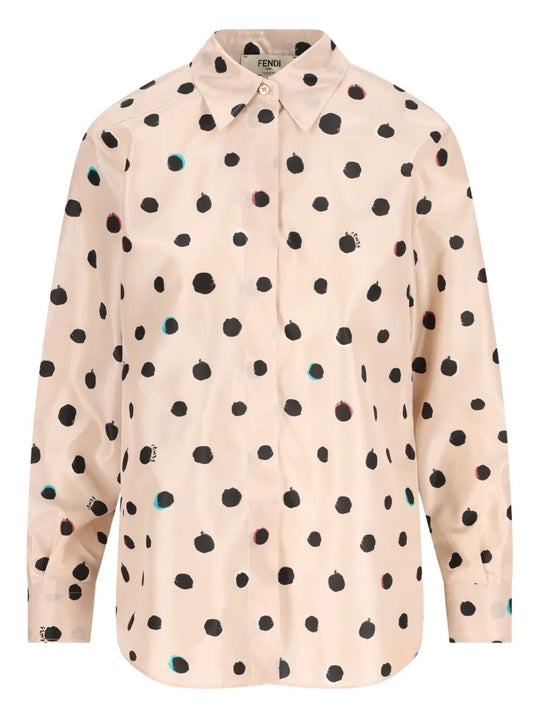 Falena Dots-Print Taffeta Oversized Shirt