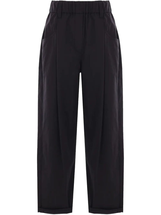 Lightweight Poplin Five-Pocket Track Trousers With Monili