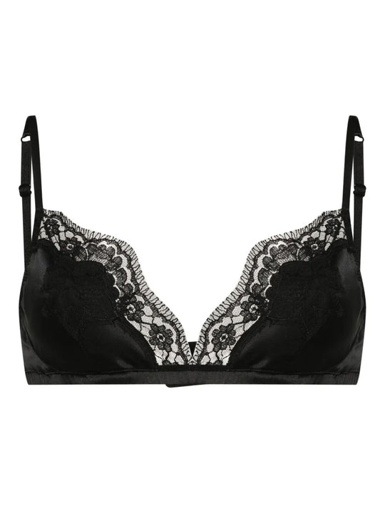 Soft-Cup Satin Bra With Lace Detailing