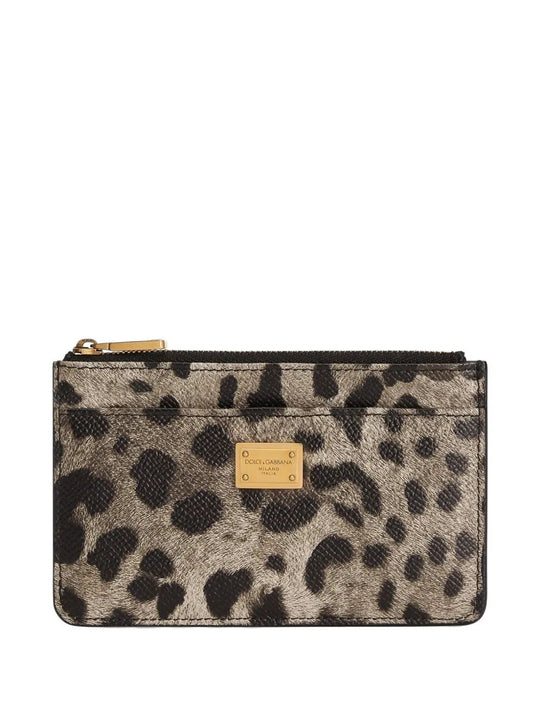 Leopard-Print Dauphine Leather Card Holder