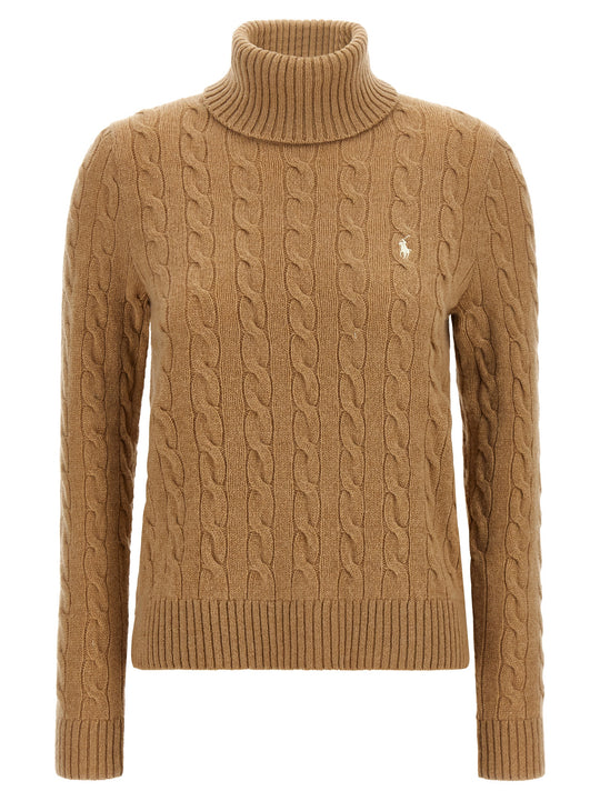 Braided Turtleneck Sweater Sweaters And Cardigans Beige