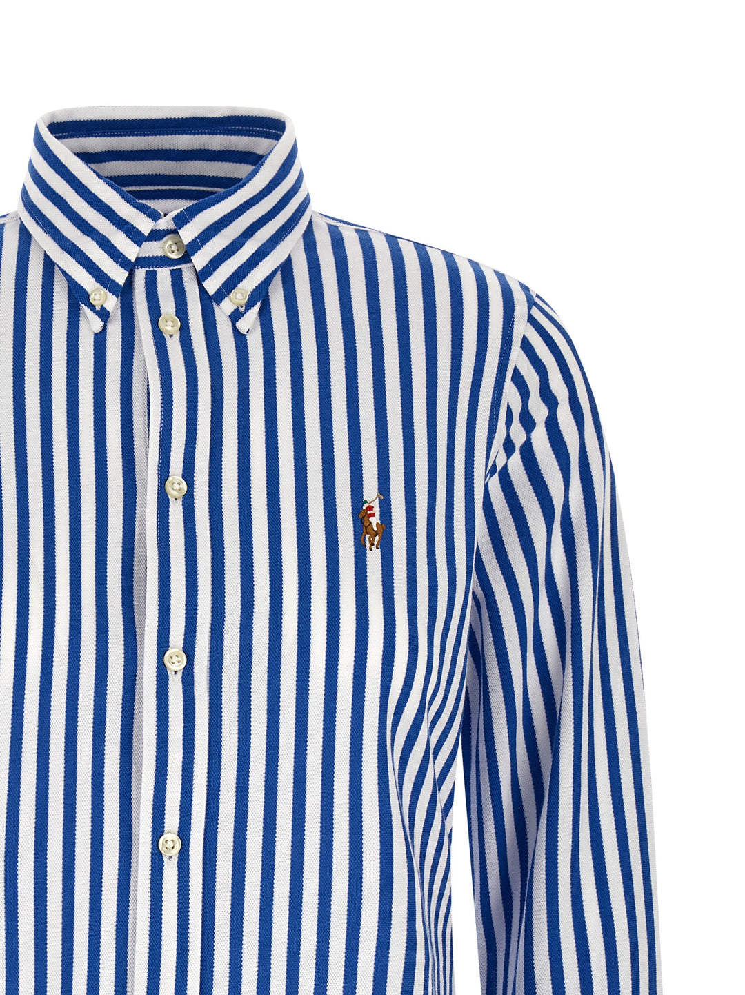 Polo Ralph Lauren Oxford Knit Striped Shirt Shirt and Blouse - Blue | 0cda86e0c8d48ee2f0eeb6c669d6e3ad8b3a0ddc