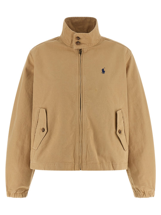 Cotton Canvas Jacket Puffer Jackets Beige