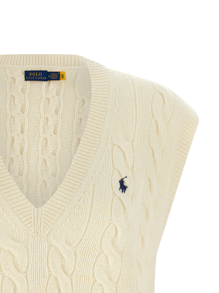 Polo Ralph Lauren Braided Vest Gilet - White | ee5081978b156c58cd1eccb7bf9e905d7bba48b8