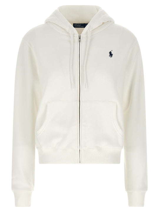 Logo Embroidery Hoodie Sweatshirt White