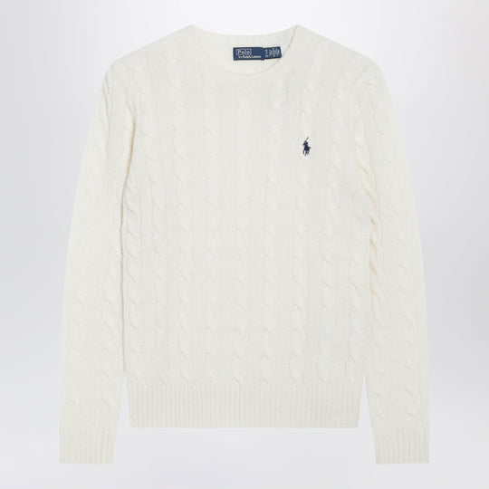 Cable-Knit Sweater In Cream Wool And Cashmere
