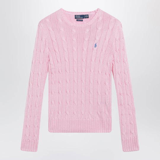 Pink Cable-Knit Cotton Sweater