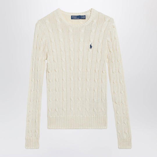 Cream Cable-Knit Cotton Sweater
