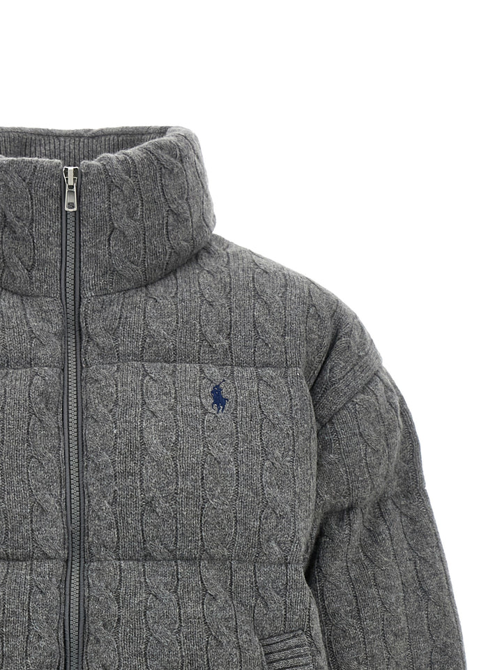 Polo Ralph Lauren Knitted Braided Down Jacket Puffer Jackets - Gray | 98e4ca5035ea97df7219361d0368d15c3881d679