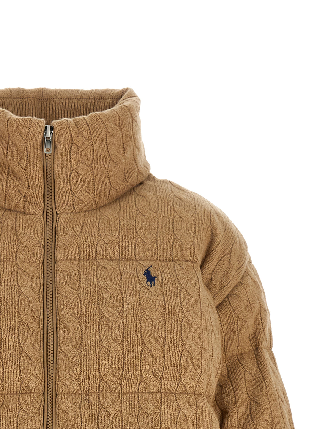 Polo Ralph Lauren Knitted Braided Down Jacket Puffer Jackets - Beige | 7096b84f7e97623967d6ada34dd657f11aa8c690