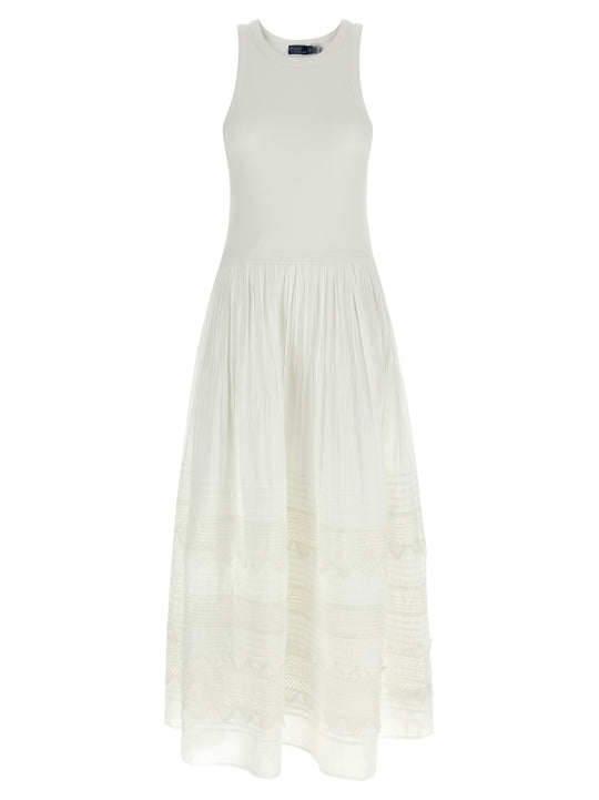 Lace Insert Dress Dresses White