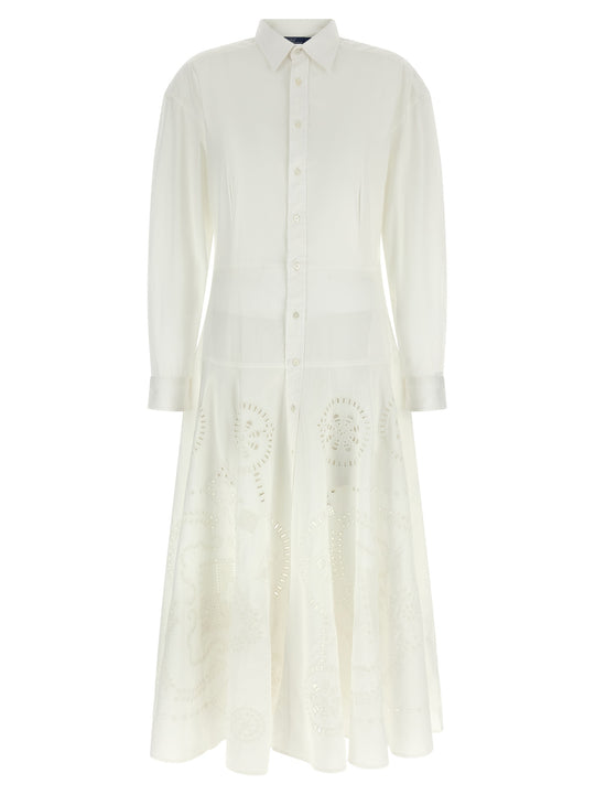 Openwork Embroidery Dress Dresses White