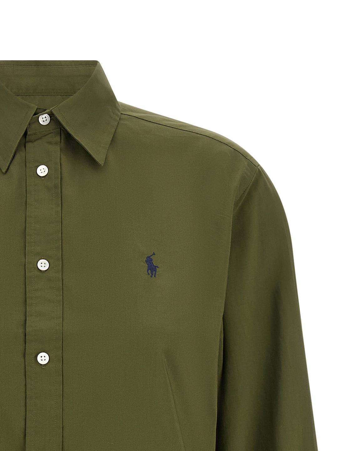 Polo Ralph Lauren Logo Embroidery Cotton Shirt Shirt and Blouse - Green | d96f7afba4c7d9dfc2e4aa9c1d63429cc187f7c7