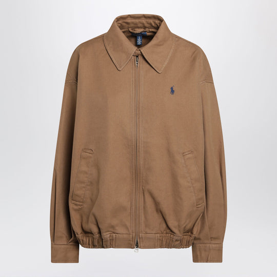 Oversized Brown Cotton Windbreaker