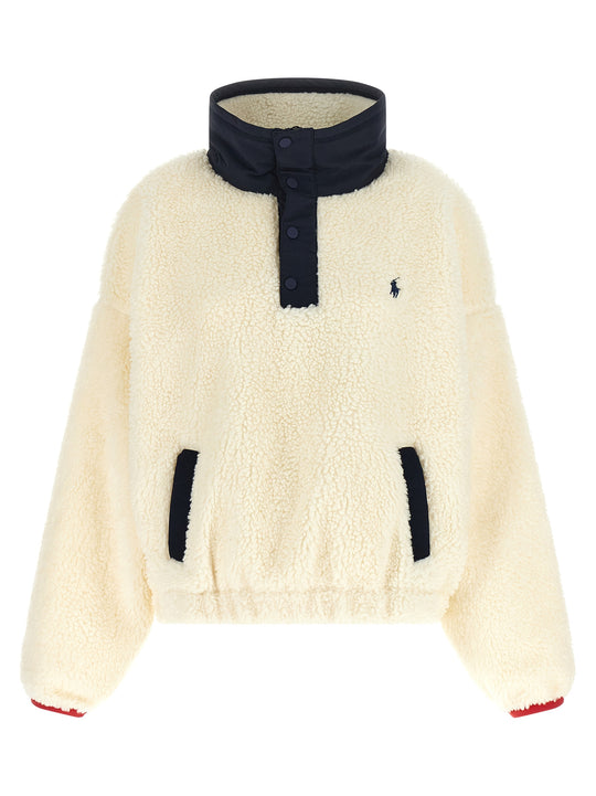 Teddy Sweatshirt With Embroidery Sweaters And Cardigans White