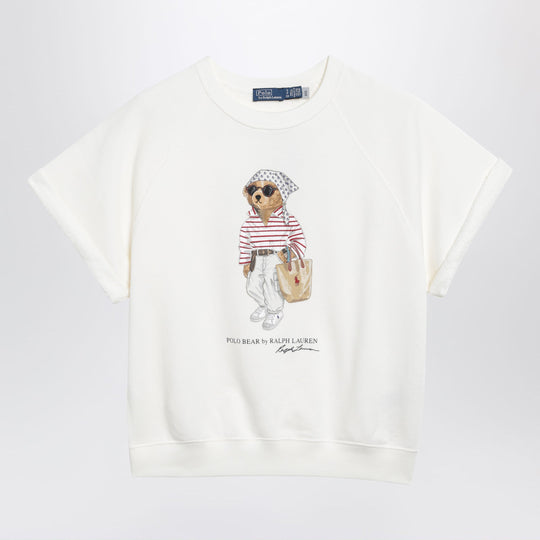 Ivory Polo Bear Short-Sleeve Cotton Sweatshirt