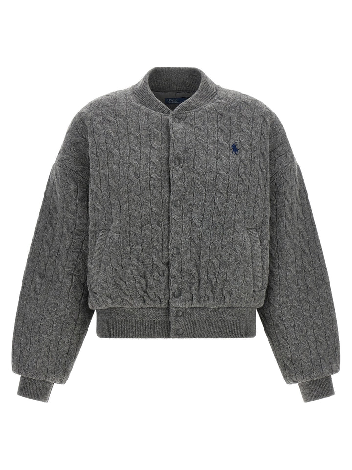 Polo Ralph Lauren Padded Knit Braided Bomber Jacket Puffer Jackets - Gray | ae74cb774c48cc8cd92513ae46361f866a6f2c71