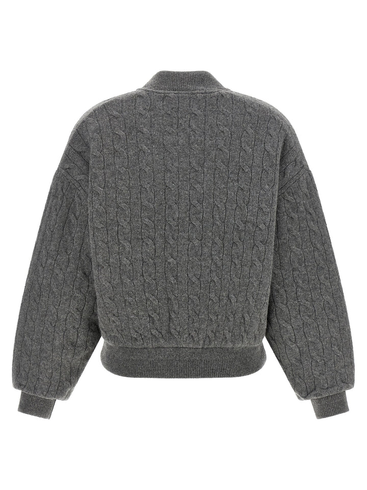 Polo Ralph Lauren Padded Knit Braided Bomber Jacket Puffer Jackets - Gray | 4abc257faa7fd001de5892587e0258a518cf460e