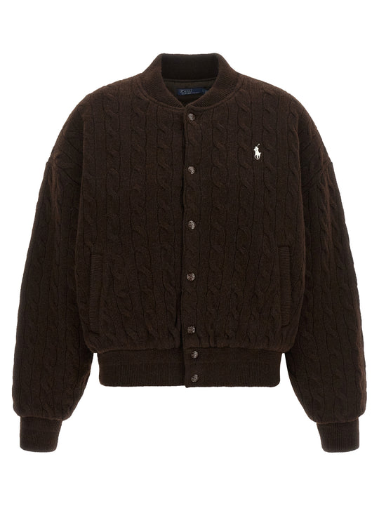 Braided Bomber Jacket Puffer Jackets Brown