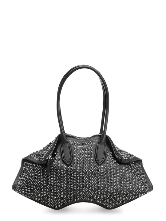 Manta Leather Shoulder Bag With All-Over Metal Details