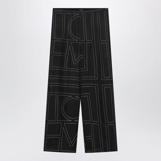 Black Monogram Silk Pajama Trousers
