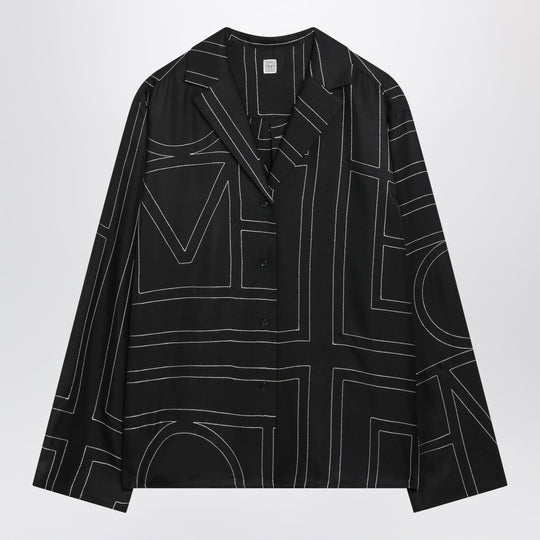 Black Monogram Silk Pajama Shirt
