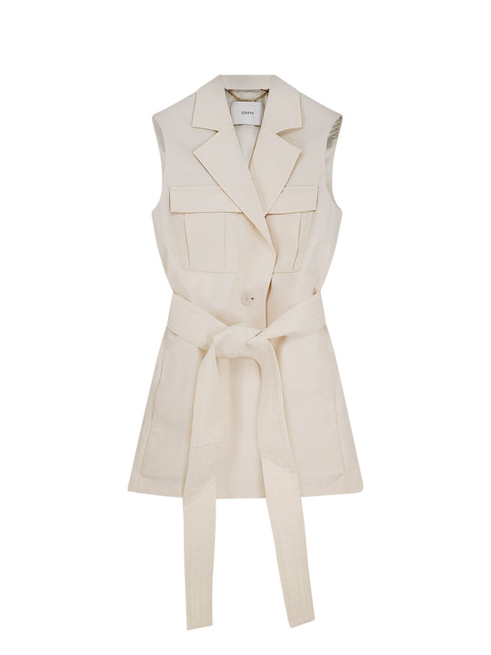 Diafa Sleeveless Cotton And Linen Blazer