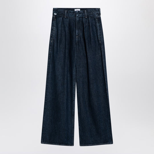 Dark Wide Jeans With Pleats