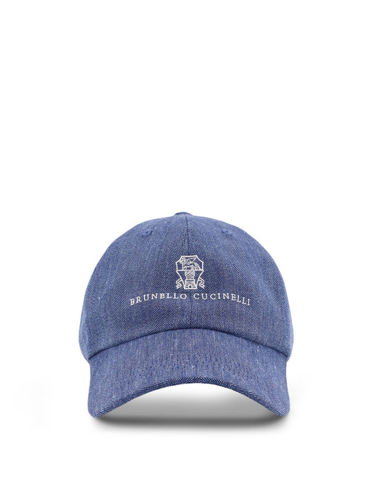 Linen And Virgin Wool Blend Hat With Embroidered Logo On The Front