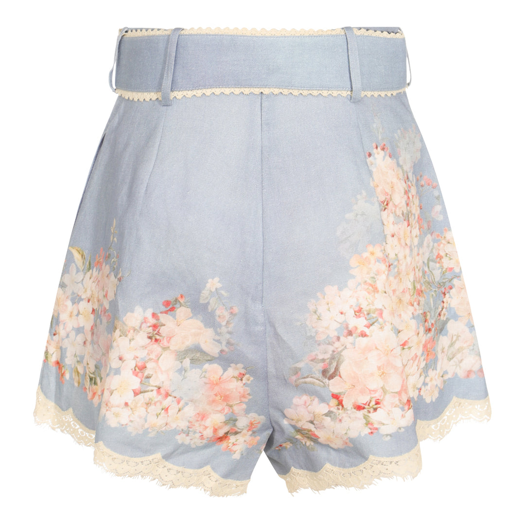 Zimmermann Shorts - TEAL BLUE BOTANICAL FLORAL | 1ccf889d6e0bb3ed85d182d69ec105e6a4e6f291