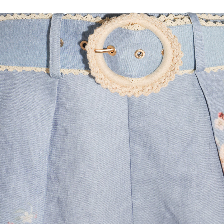 Zimmermann Shorts - TEAL BLUE BOTANICAL FLORAL | 9439cfd3a72e022db60f2d91da85bbc600af12f5