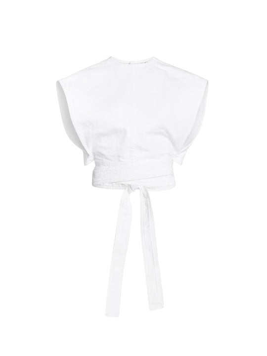 Cotton Crop Fit Belted Top
