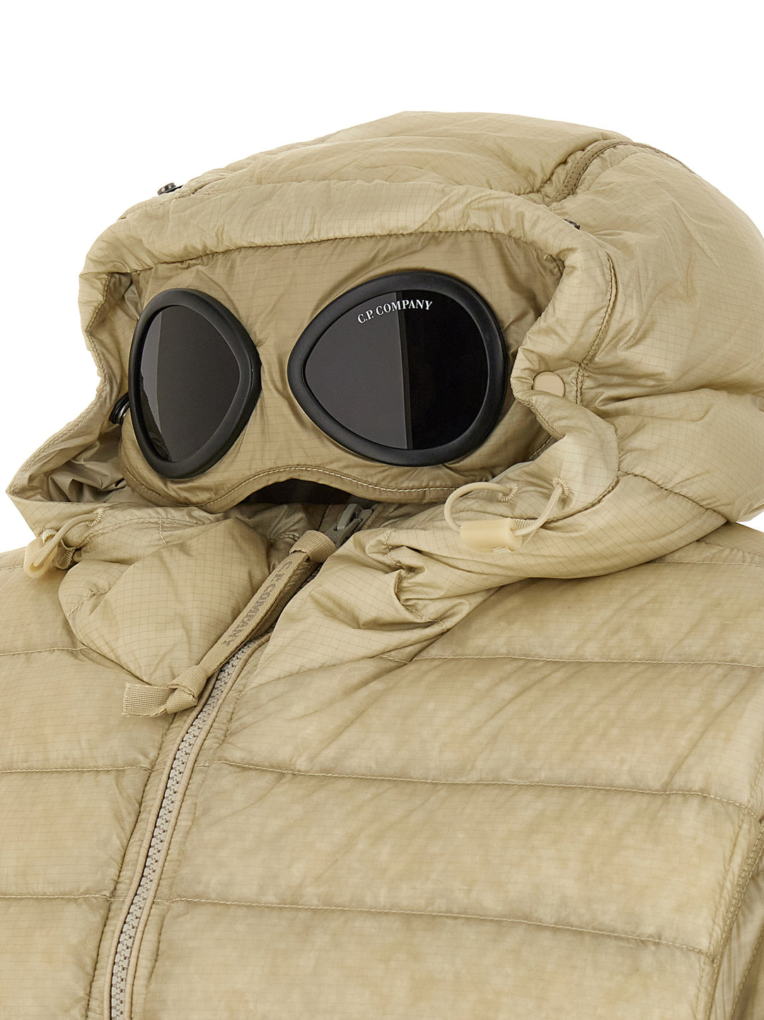 C.P. Company Goggle Puffer Jackets - Beige | b01d65796fd02f705d0201cc2825f3d36d64c4b6