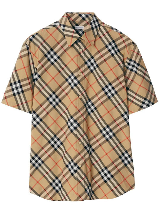 Short Sleeved Check Cotton Shirt